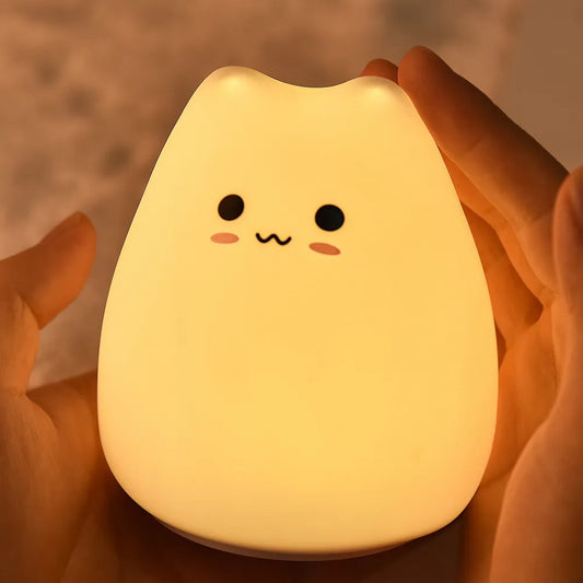 Silicone LED Night Light for Children's Bedroom - Touch Sensor, Remote Control, Cat Lamp Decoration - Ideal Room Decor, Holiday Gift, and Toy