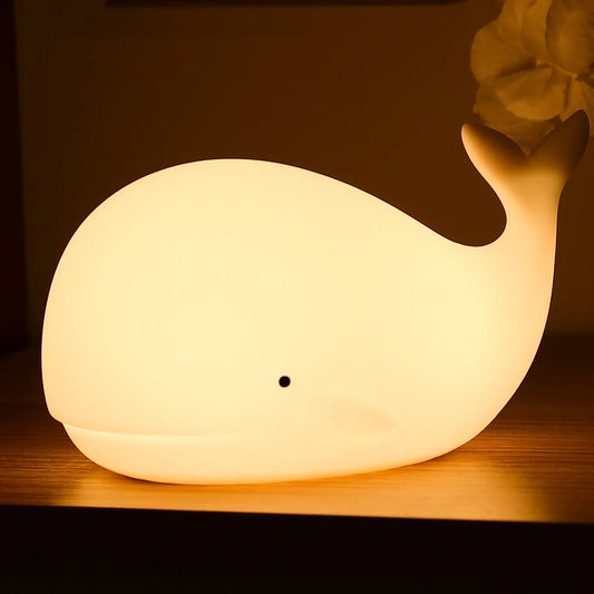 Cute Whale Night Light 7-Color Silicone Usb Rechargeable Nightlights Room Decorations Table Lamp Toys for Children Baby Kids
